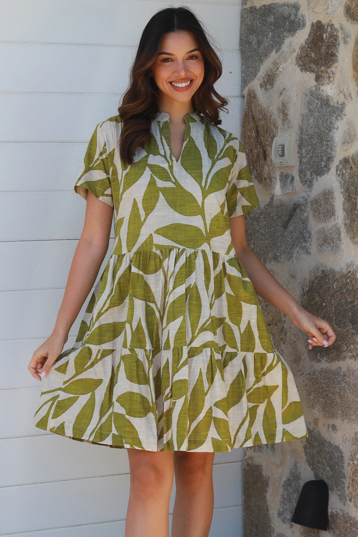 Green Leaf Cotton Dress