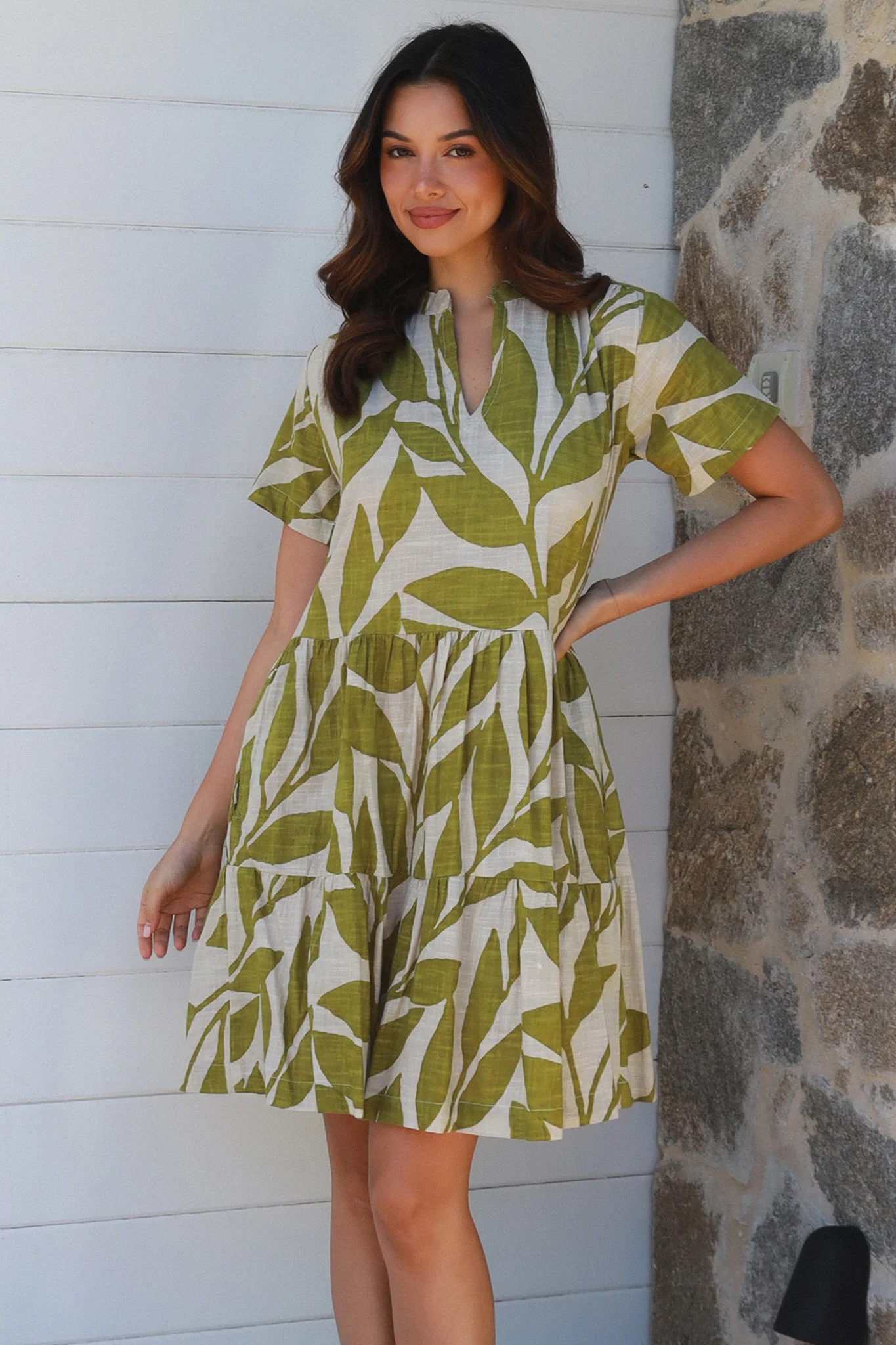 Green Leaf Cotton Dress
