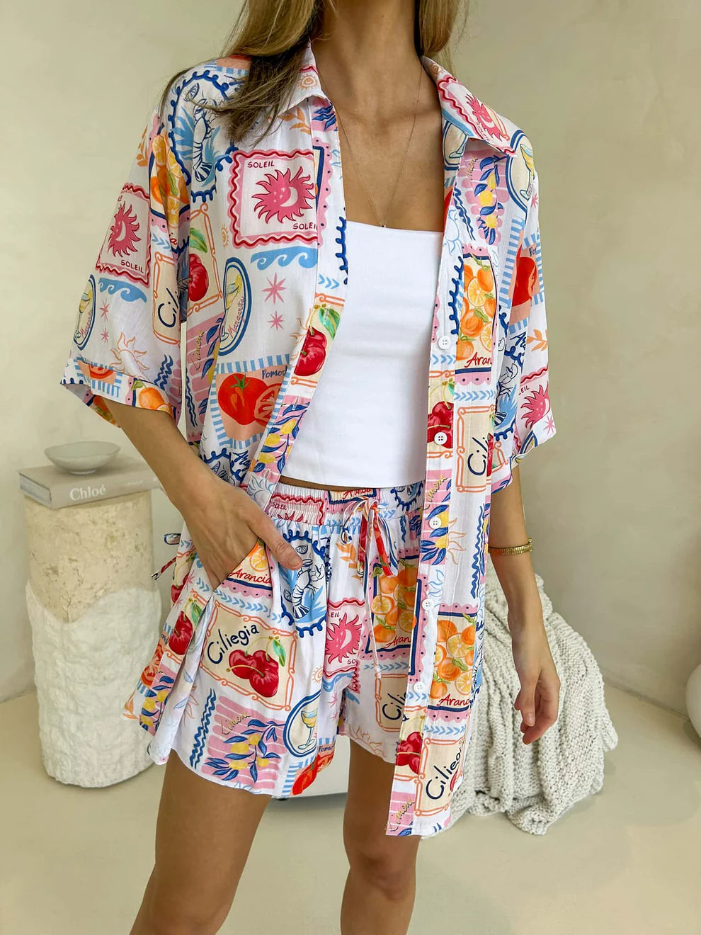 Carte Voyage Shirt & Shorts Printed Co-ord Set - Multi