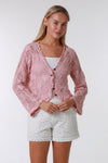 Crochet Heart Cardi Blush Pink