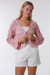 Crochet Heart Cardi Blush Pink