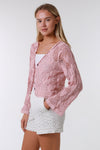 Crochet Heart Cardi Blush Pink