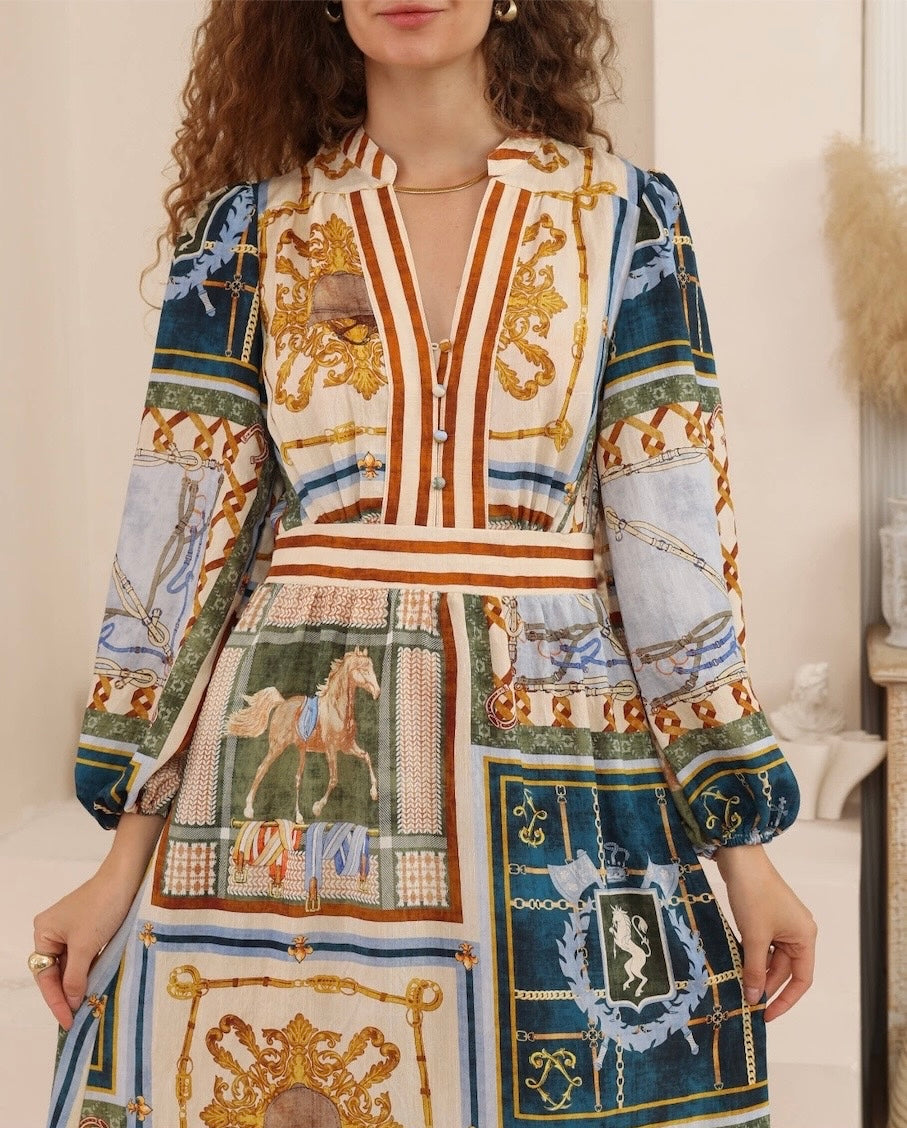 Monaco Scarf Print Dress