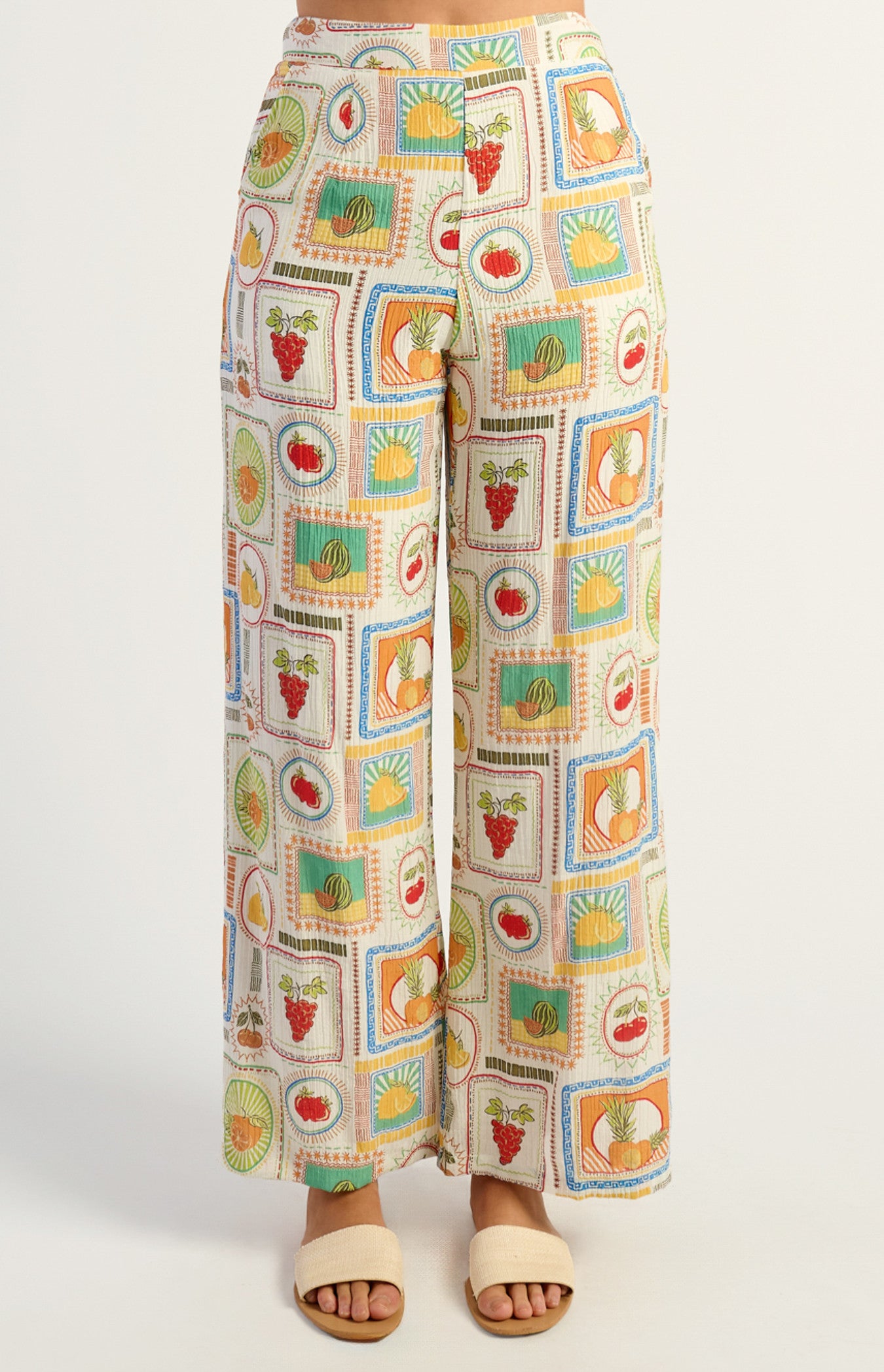 Tutti Frutti Print Top & Pant Matching Set with Back Tie Detail - Multi
