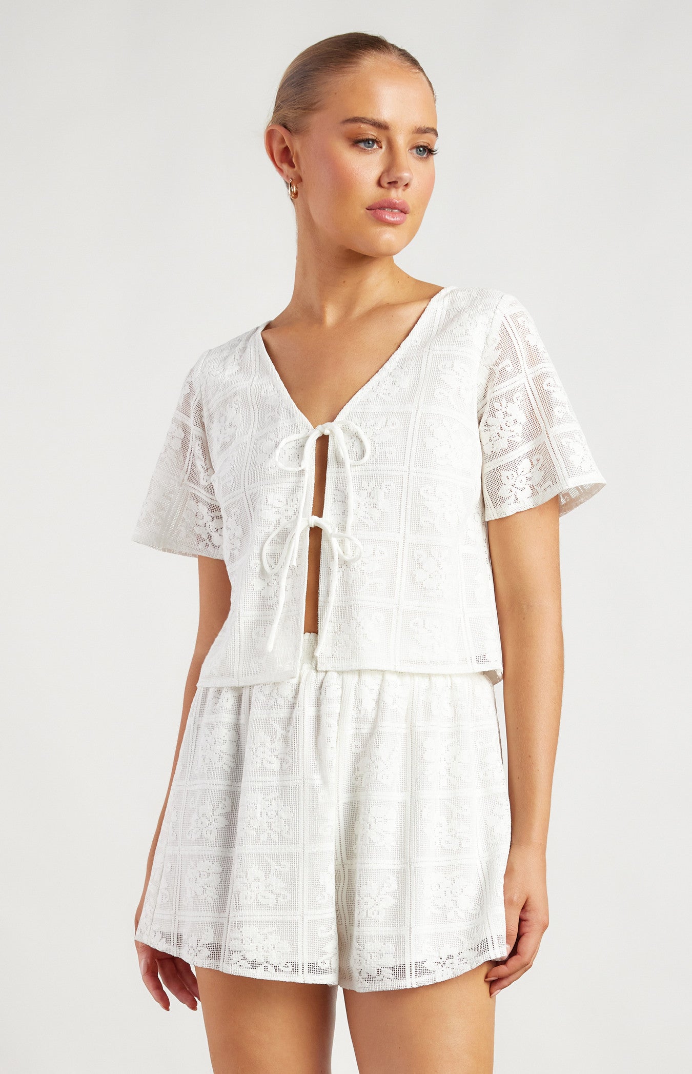 Patchwork Lace Front Tie Matching Set