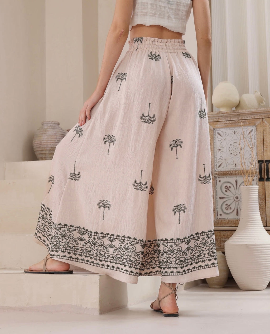 Elise Embroidered Palazzo Pants