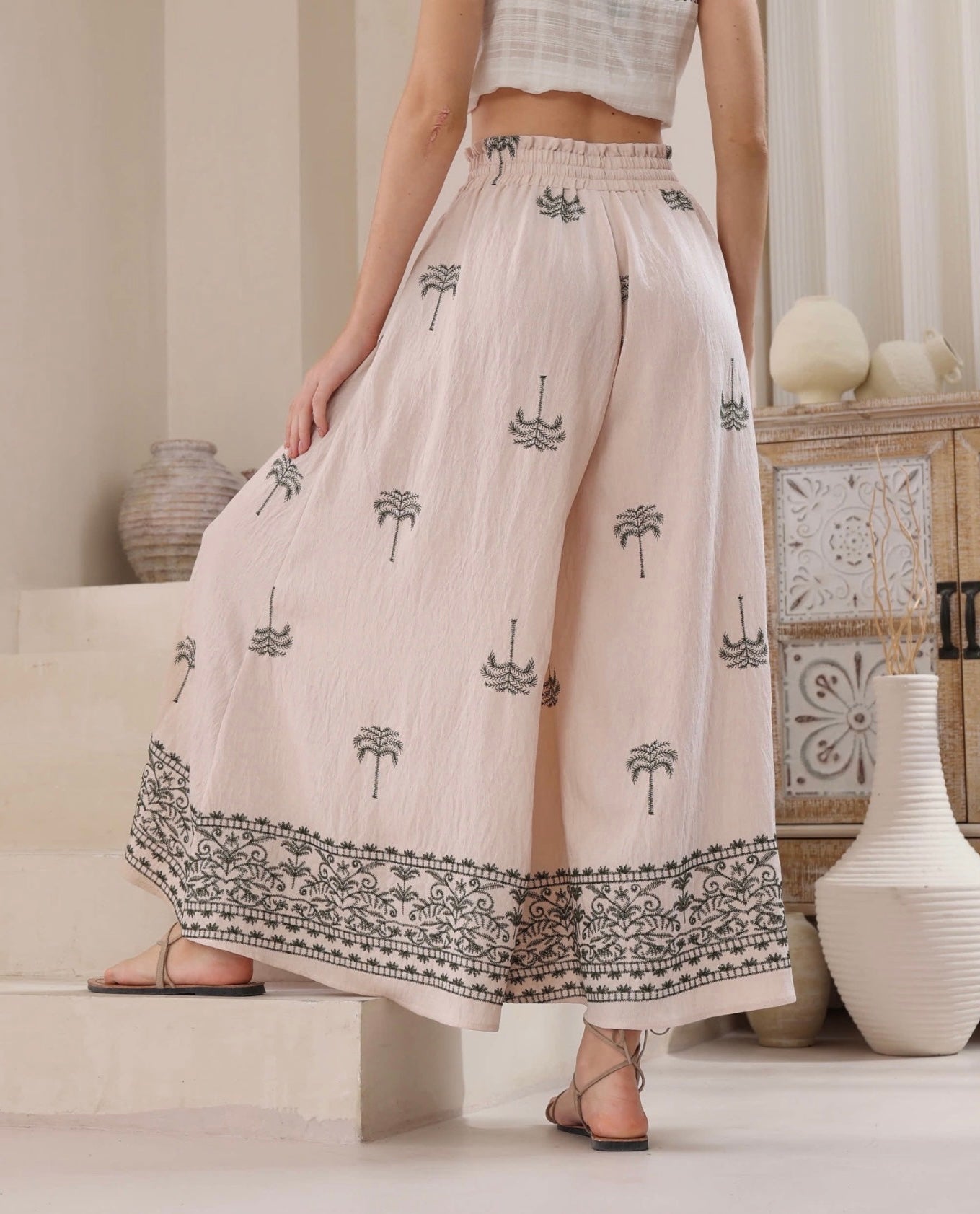 Elise Embroidered Palazzo Pants