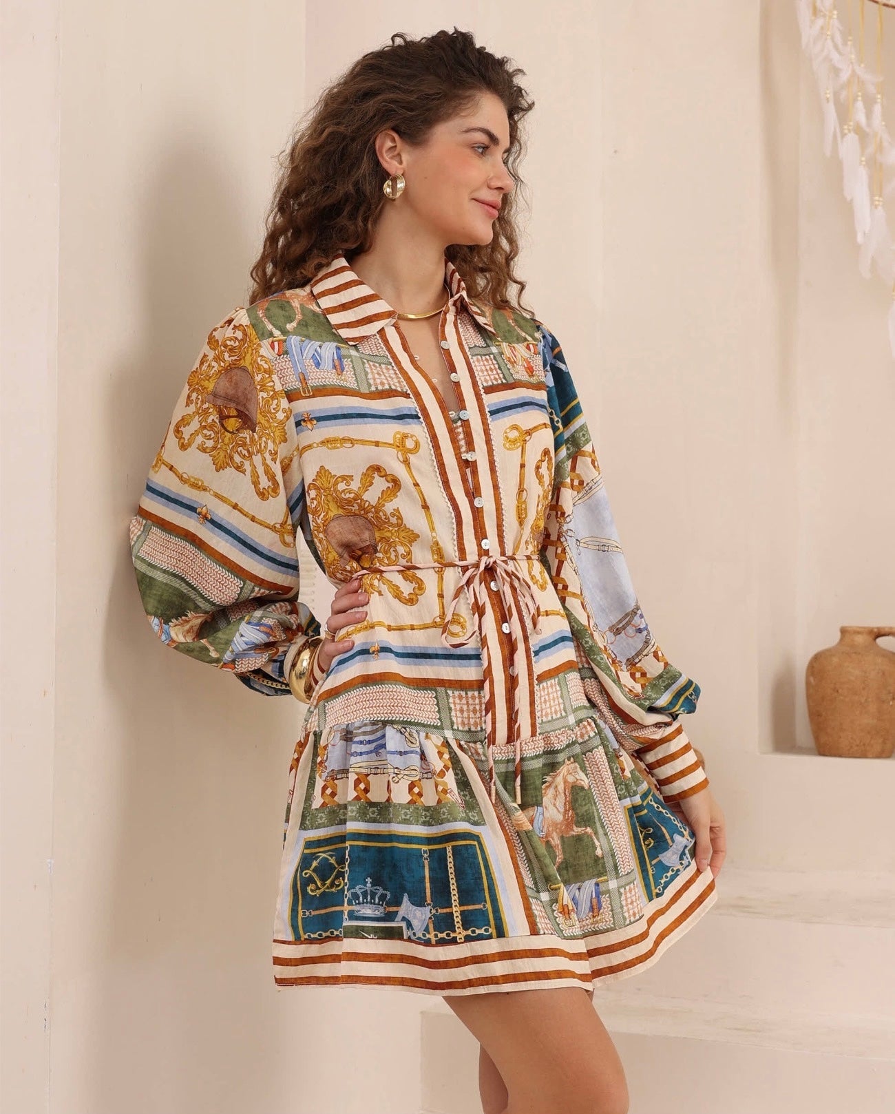 Monaco Scarf Print Mini Dress