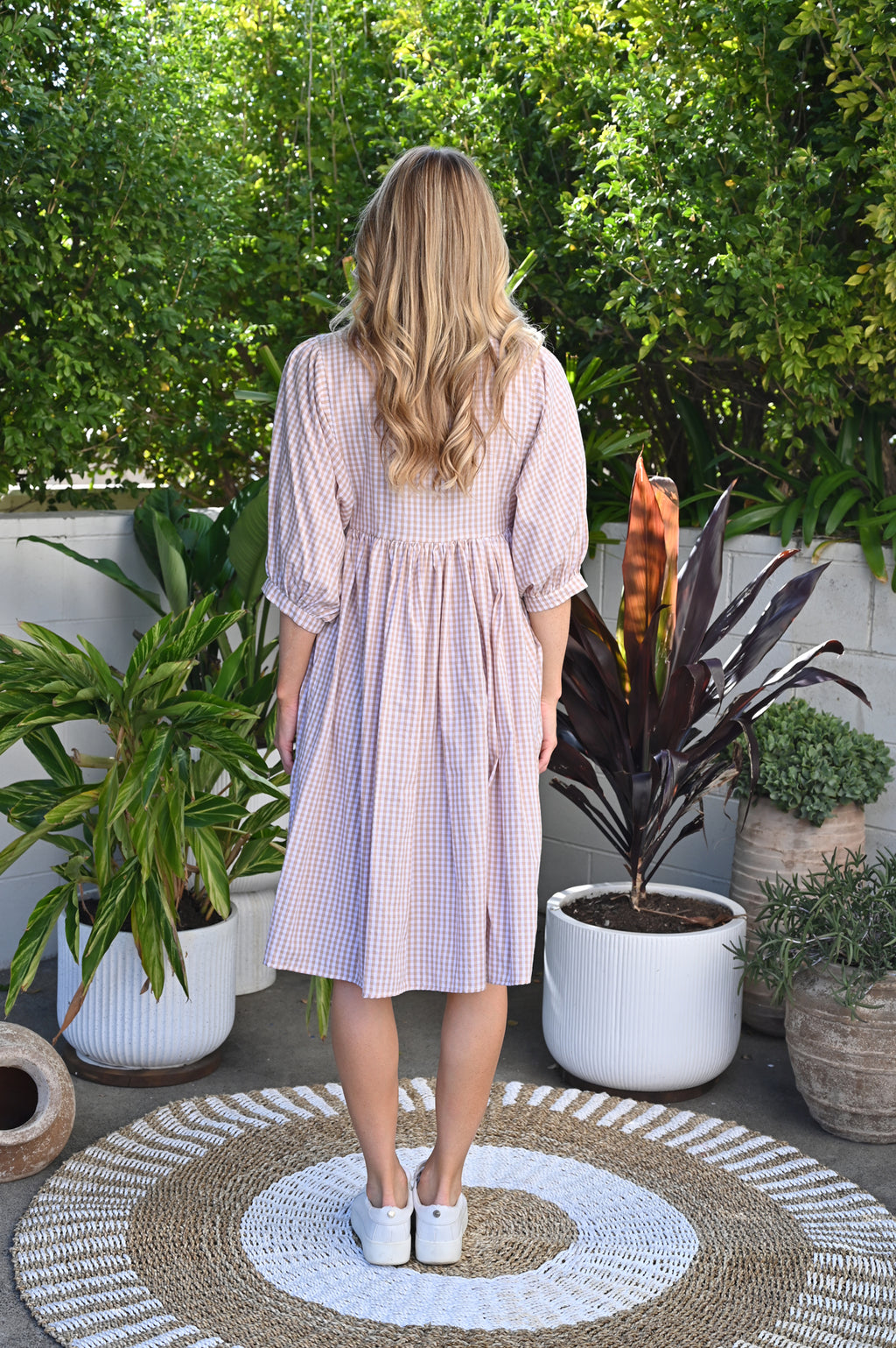 Juliette Checkered Dress Beige