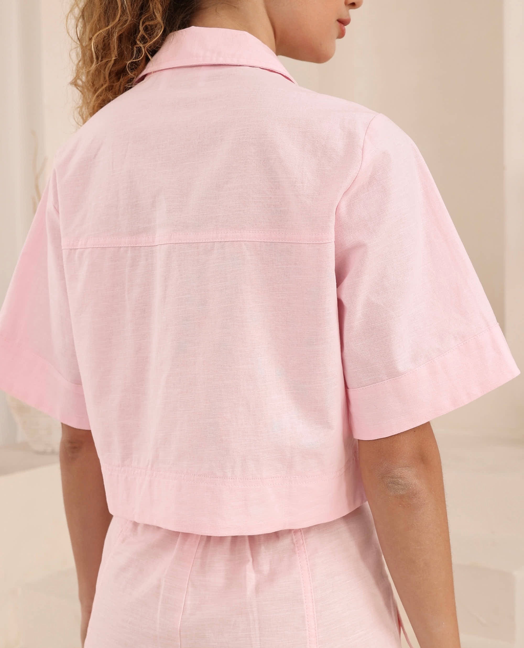 Milan Button Up Pink Top