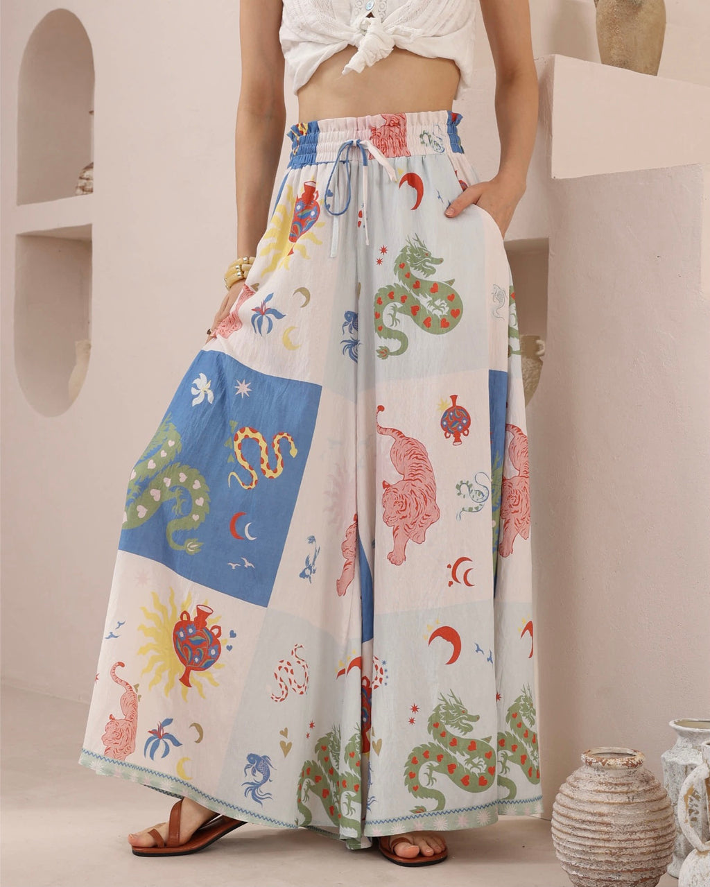 Secret Garden Print Palazzo Pants - Multi