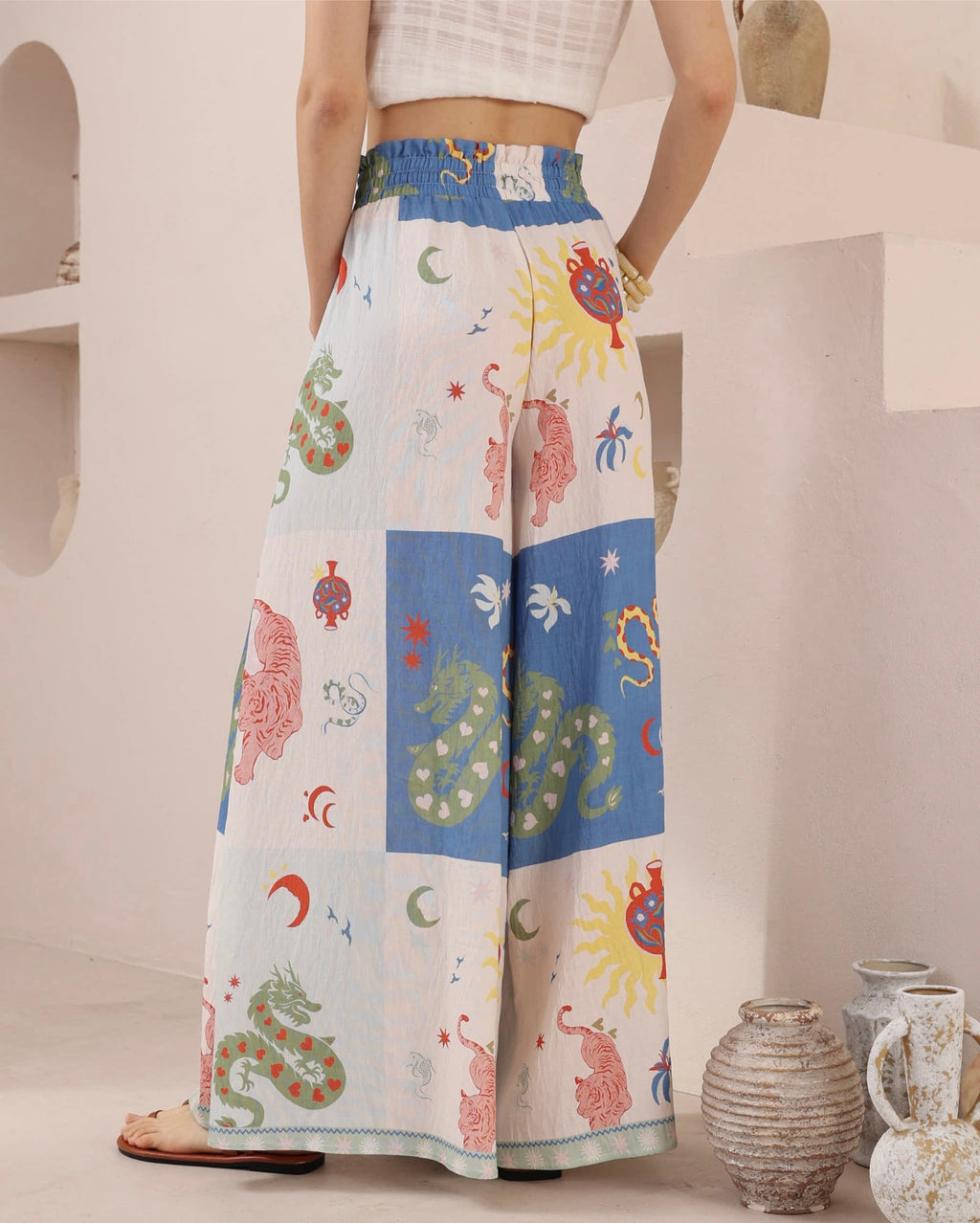 Secret Garden Print Palazzo Pants - Multi