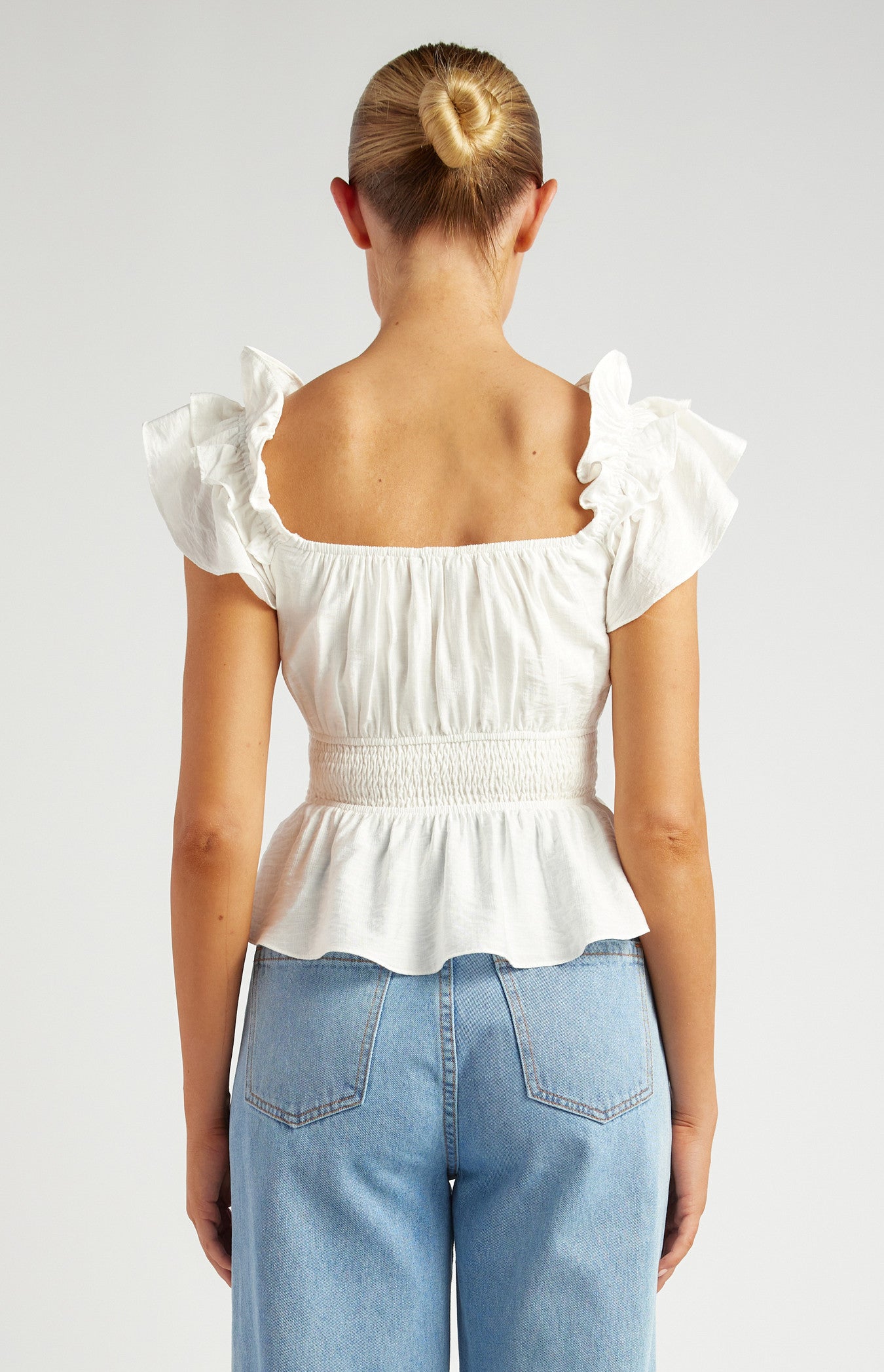 Bianca Ruffle Sleeve Top - White