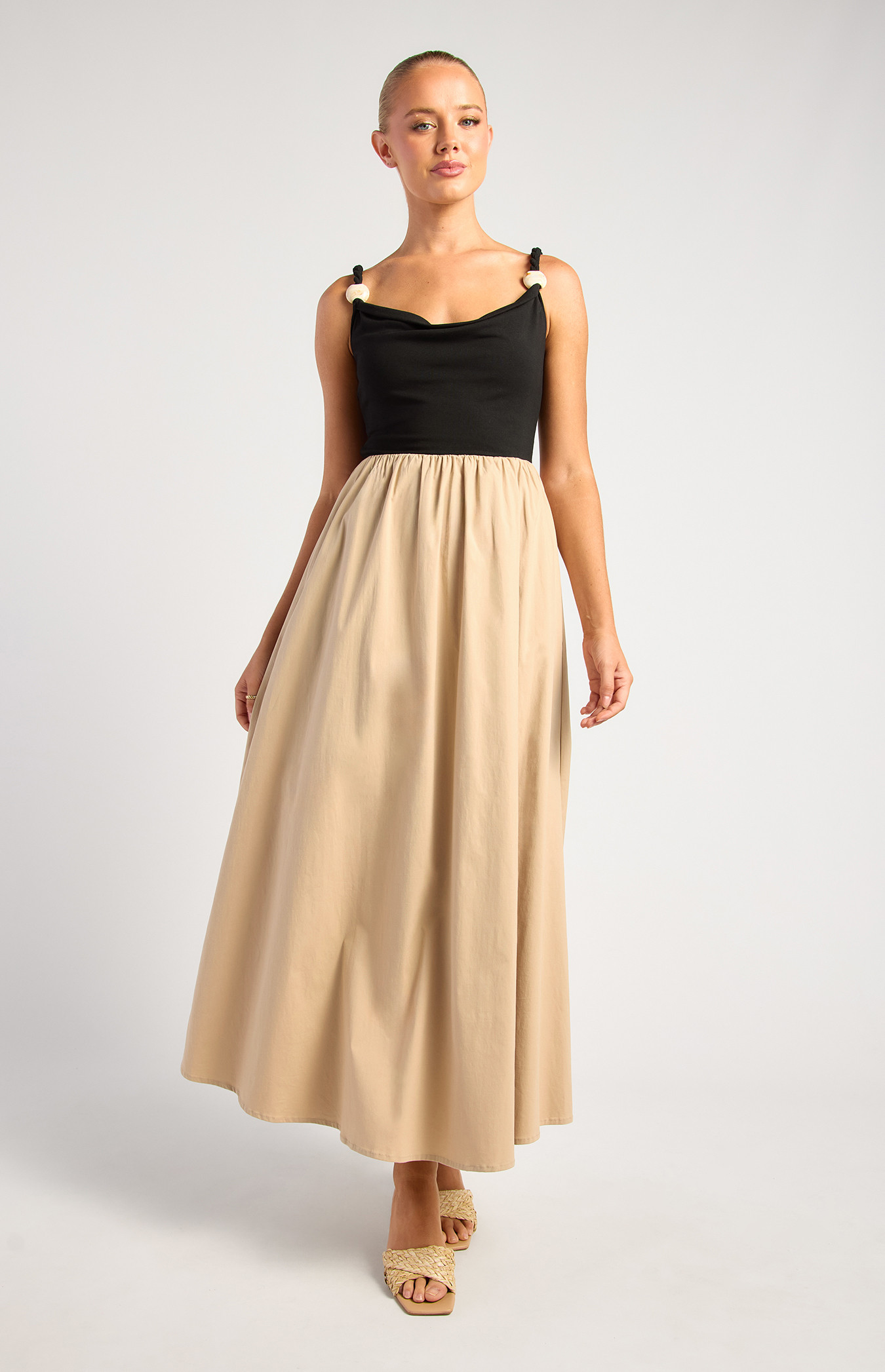 Marble Detail Contrast Maxi Dress