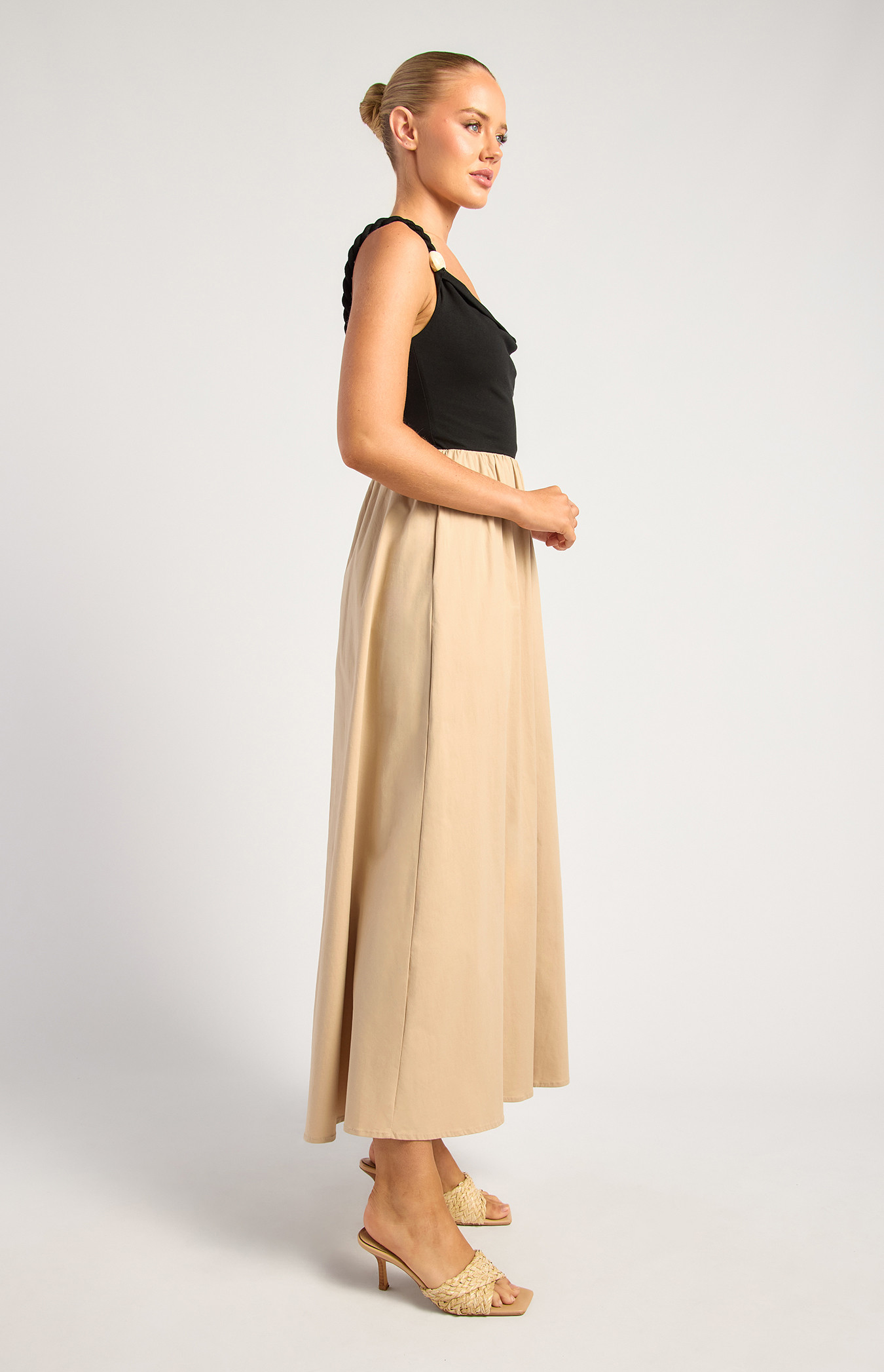 Marble Detail Contrast Maxi Dress