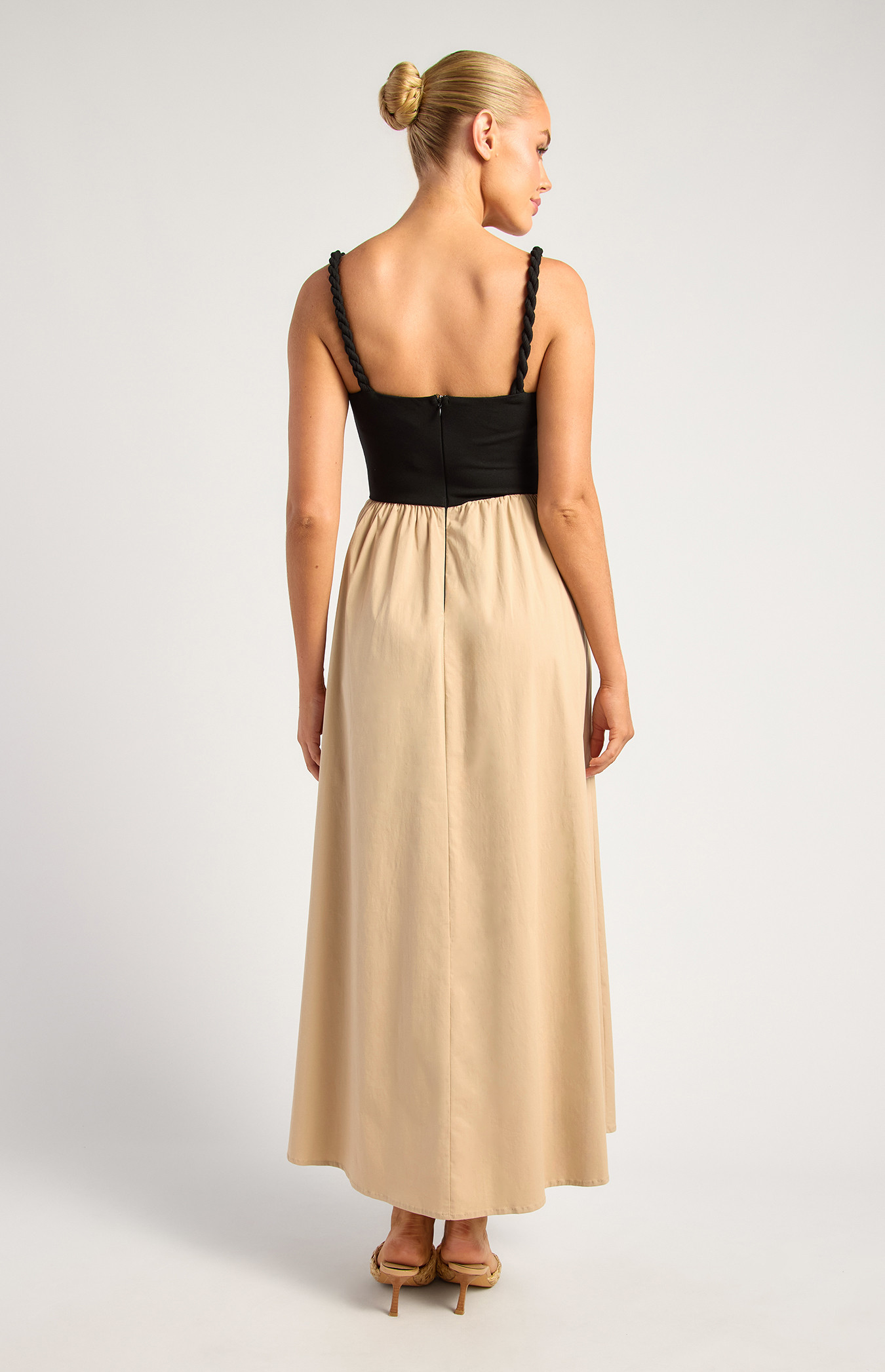 Marble Detail Contrast Maxi Dress