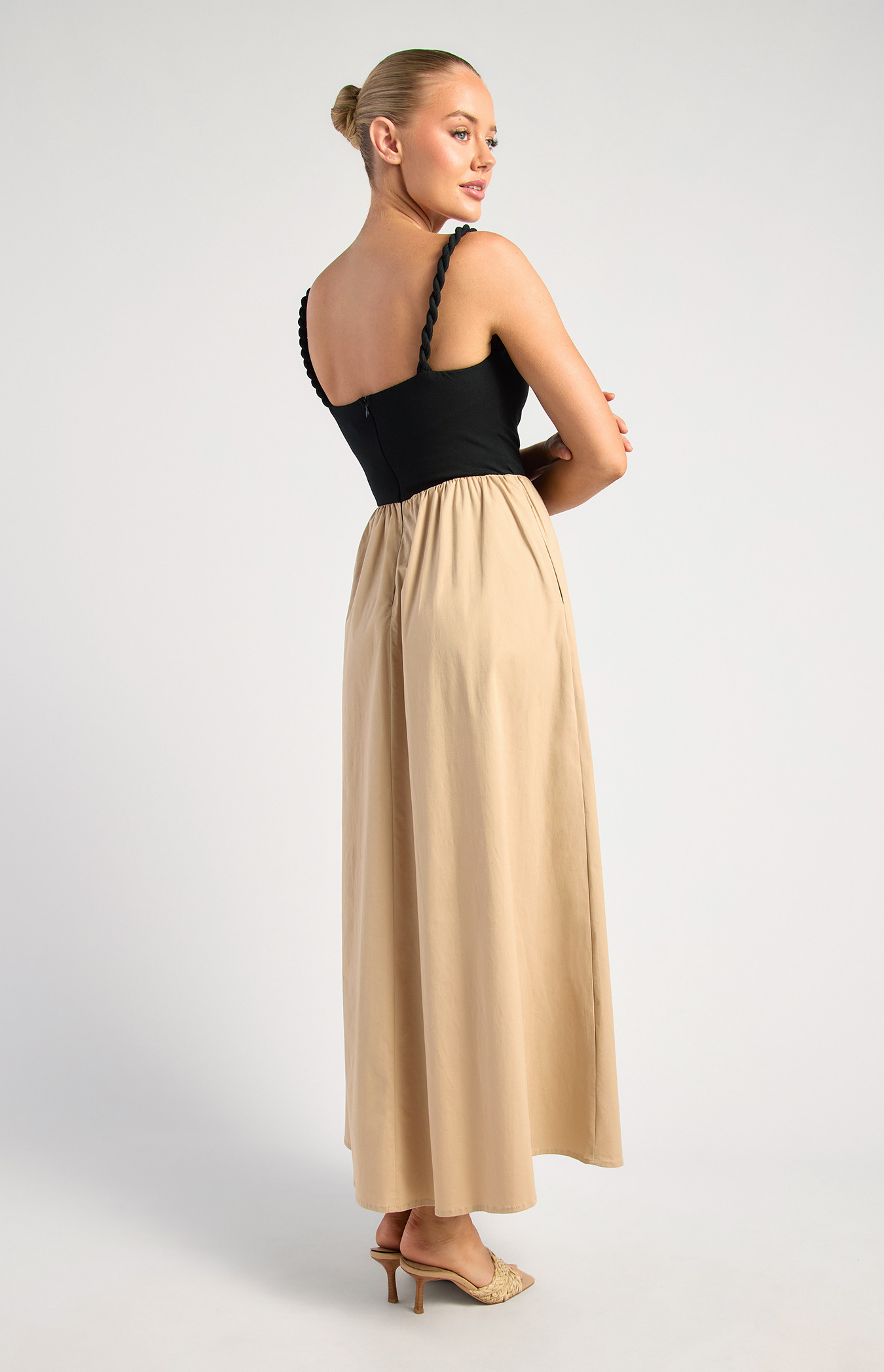 Marble Detail Contrast Maxi Dress