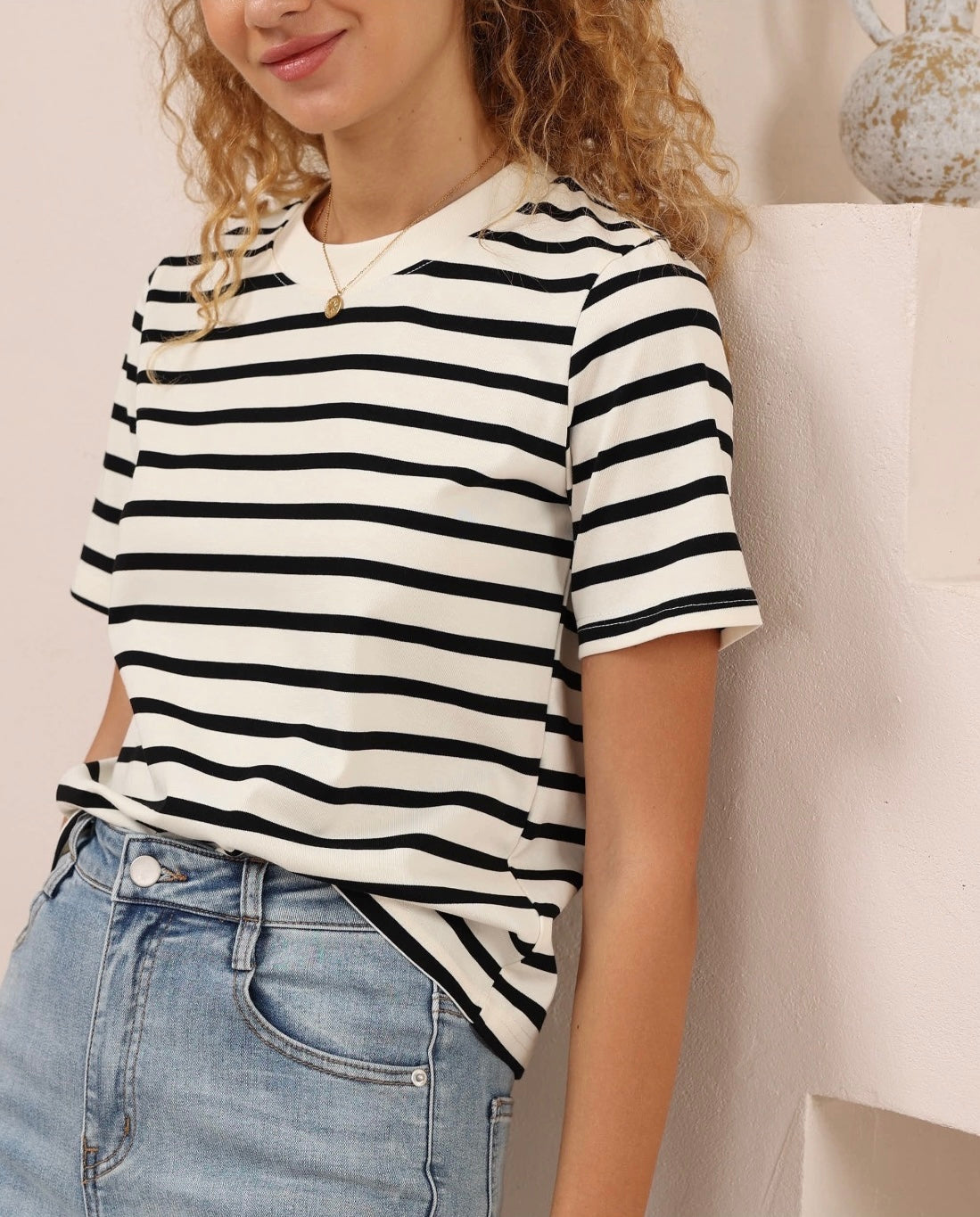 Sailor’s Line Tee - Cream/Black Stripe