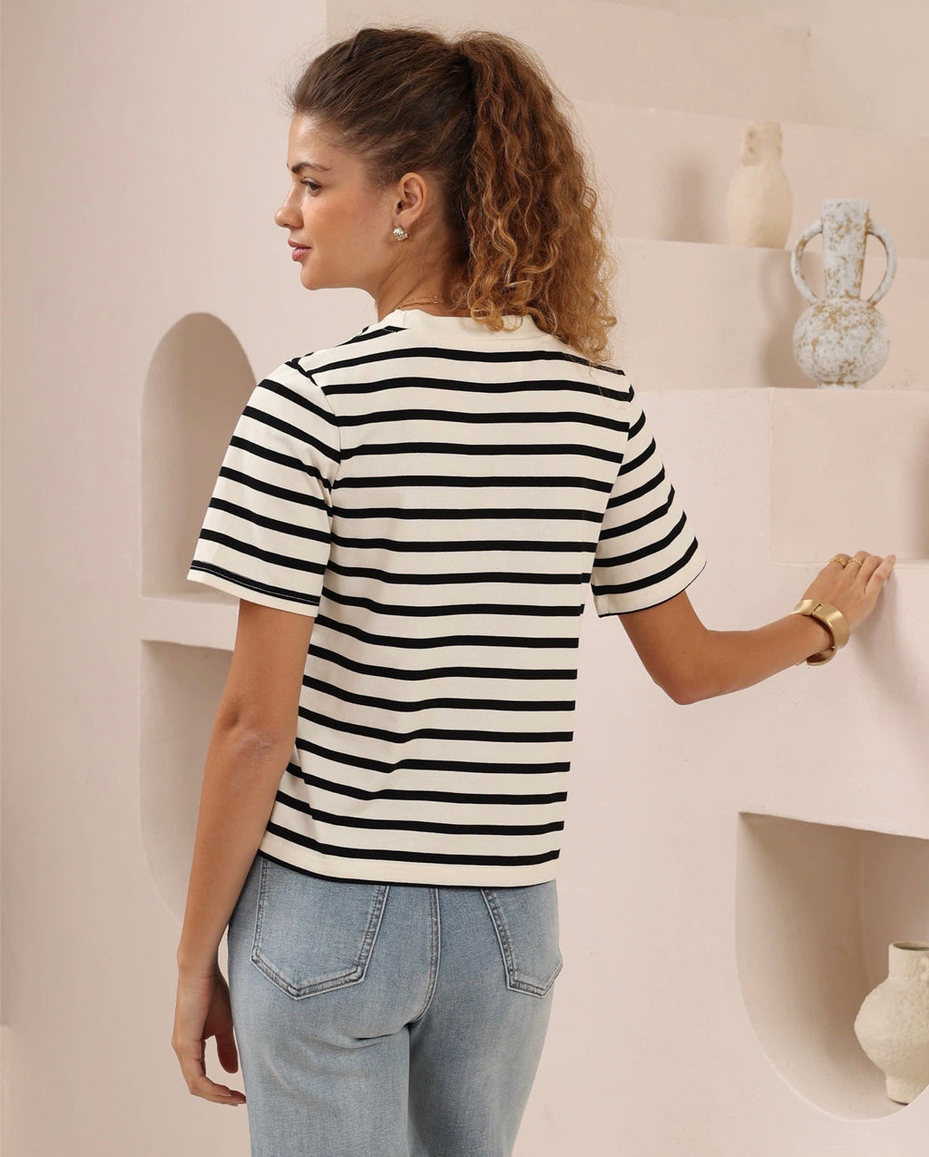 Sailor’s Line Tee - Cream/Black Stripe
