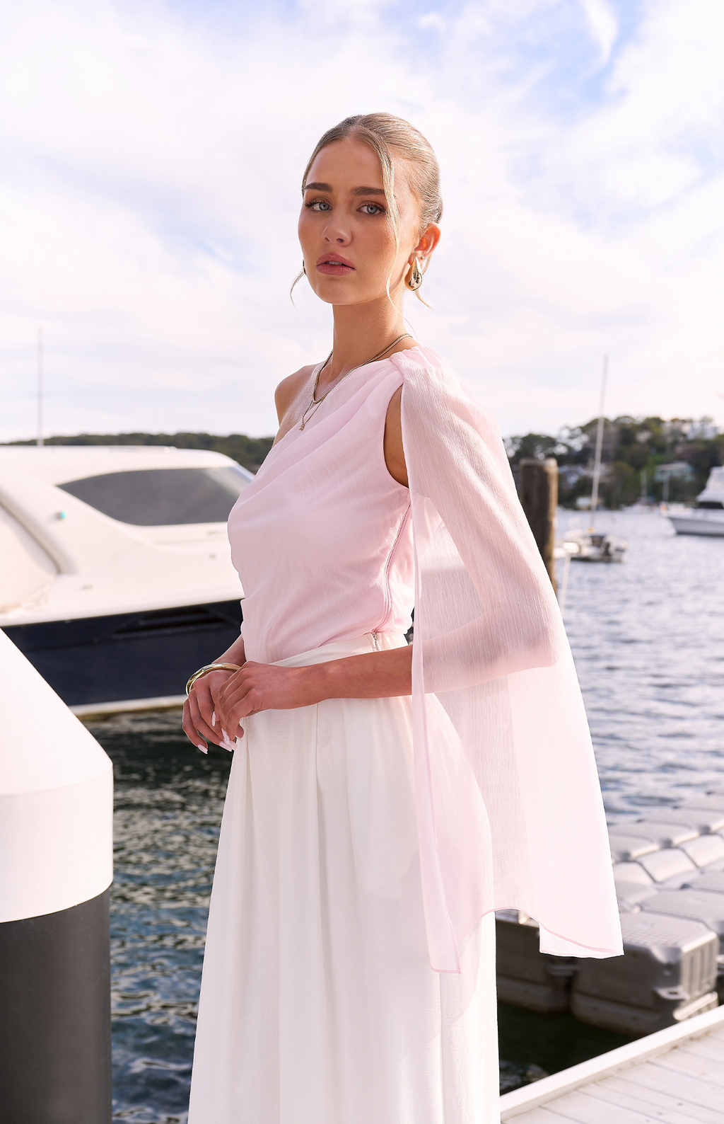 Amelie Blush One Shoulder Top