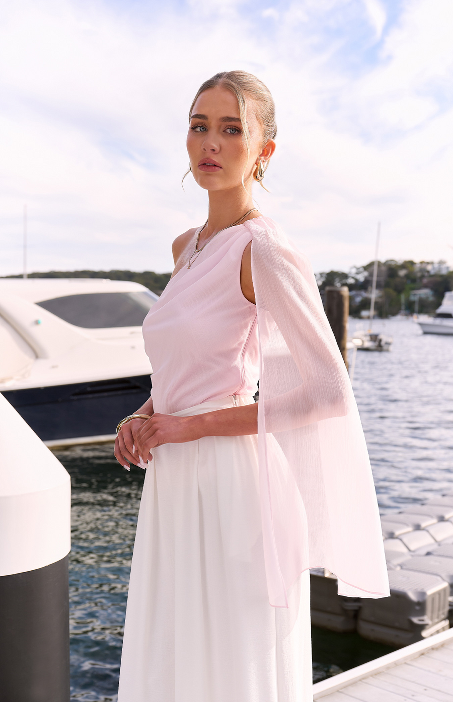 Amelie Blush One Shoulder Top