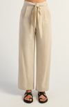 Tie Front Textured Pants Beige