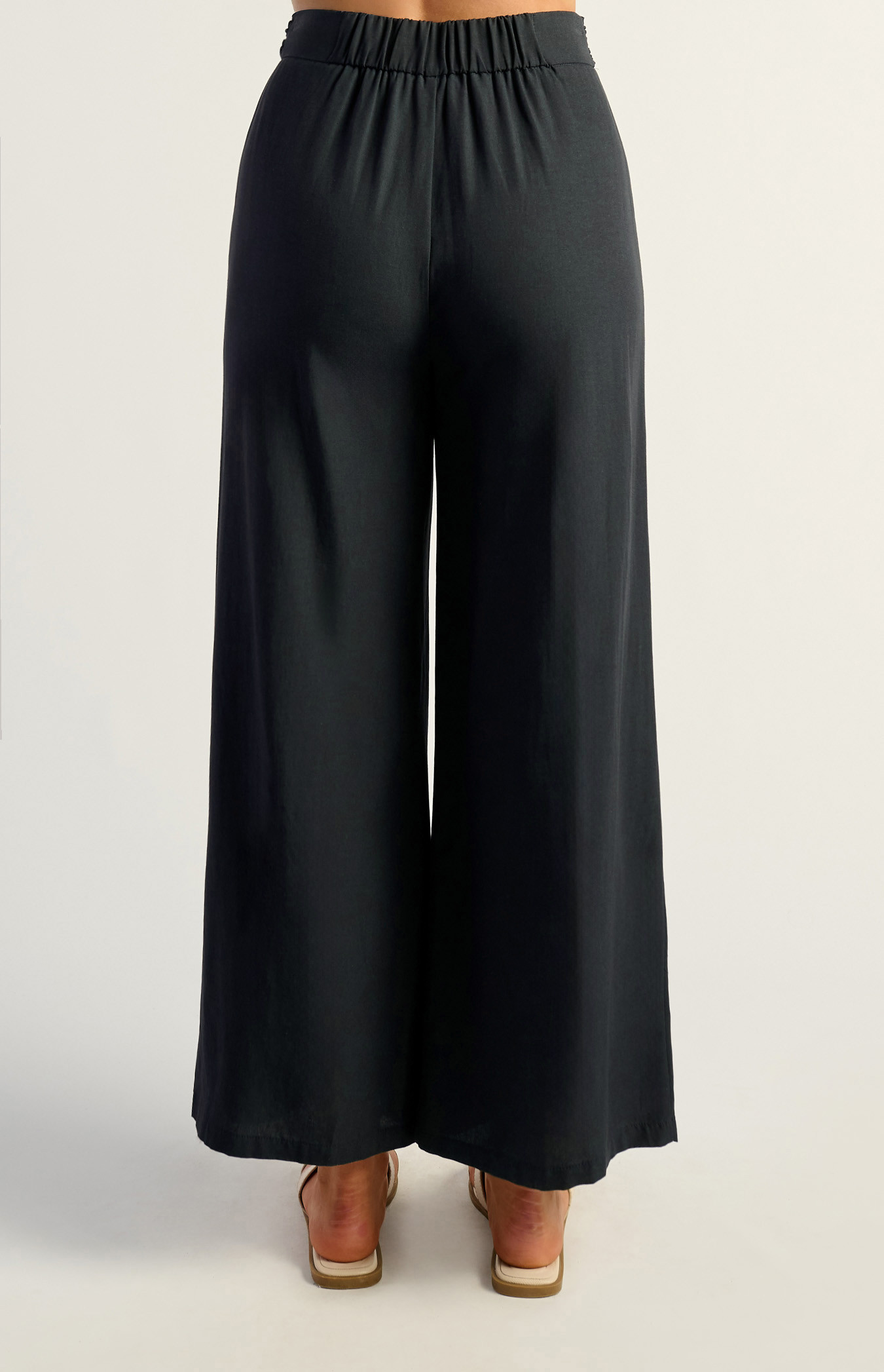 Tie Front Textured Pants Navy