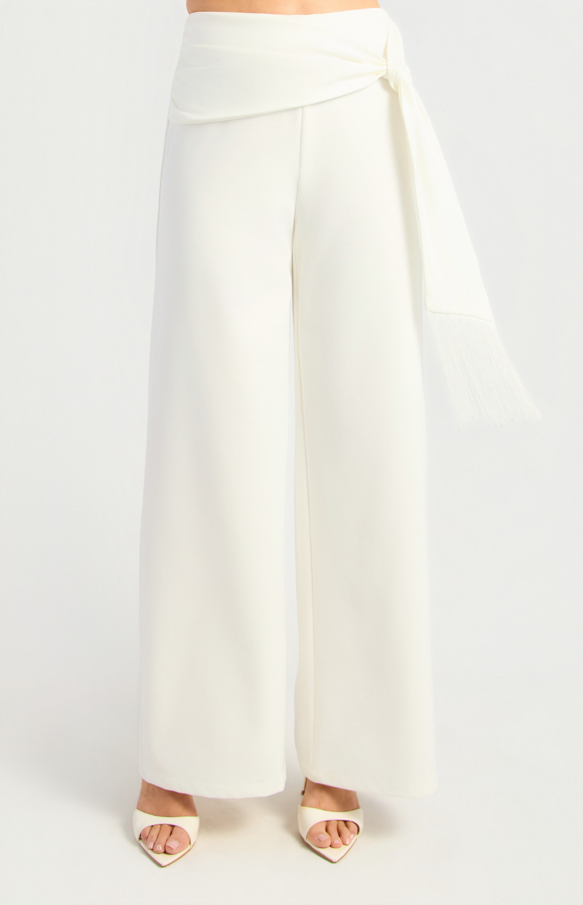 Mia Fringe Pants White