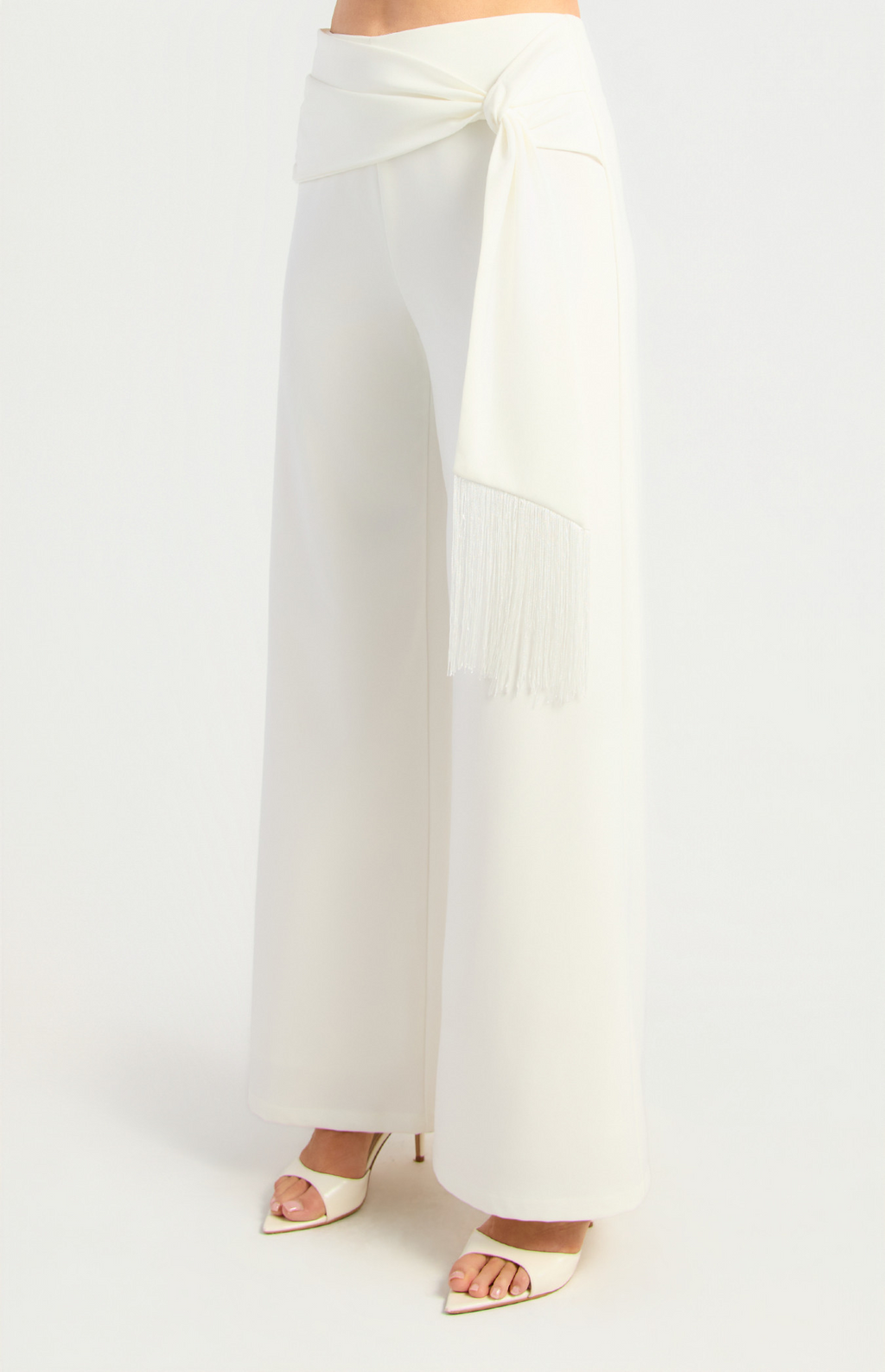 Mia Fringe Pants White