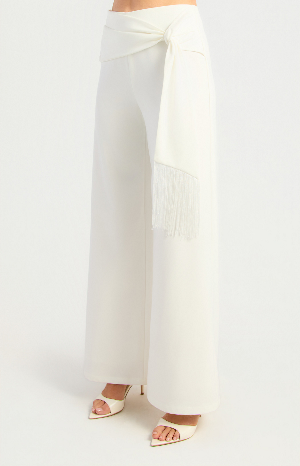 Mia Fringe Pants White