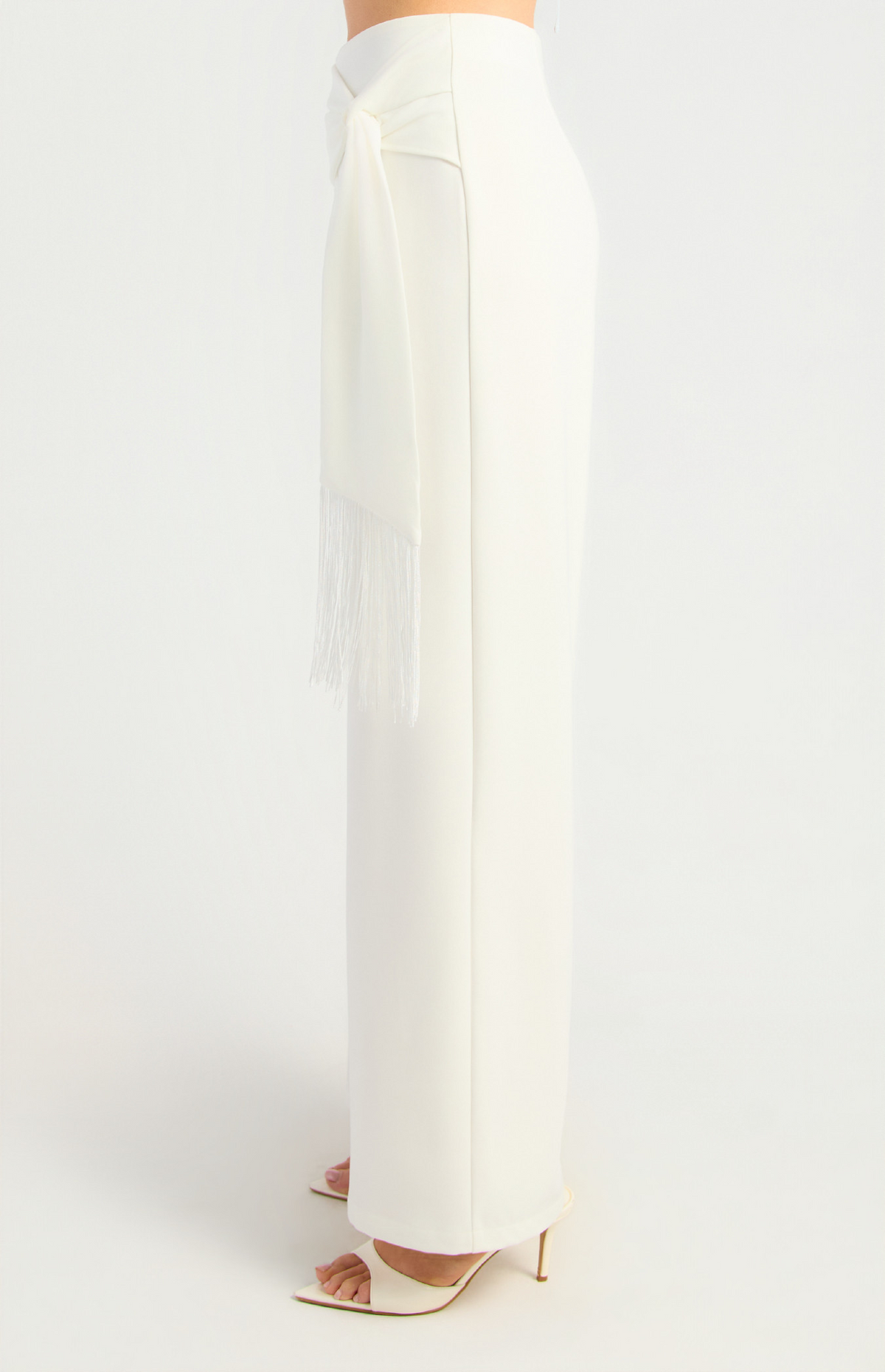 Mia Fringe Pants White