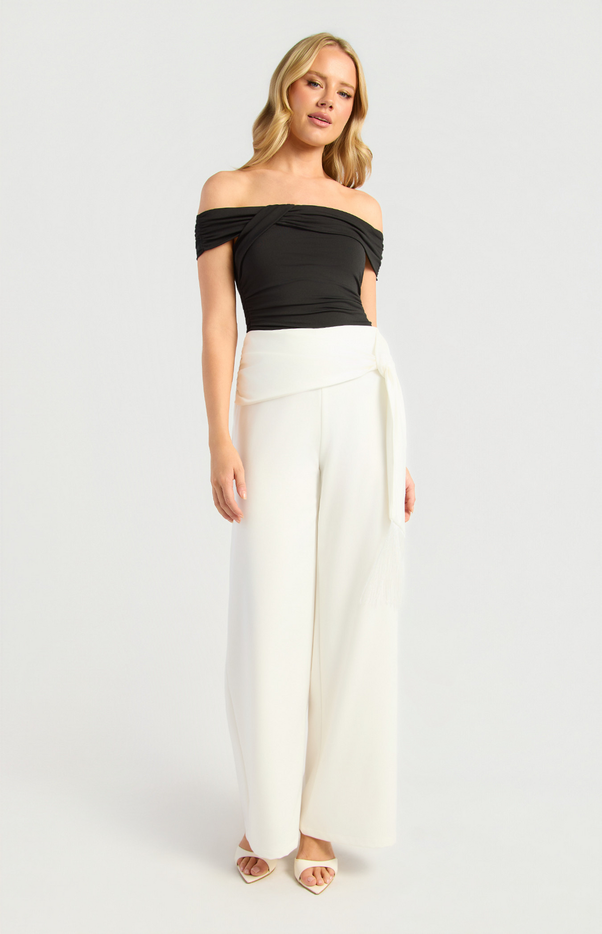 Mia Fringe Pants White