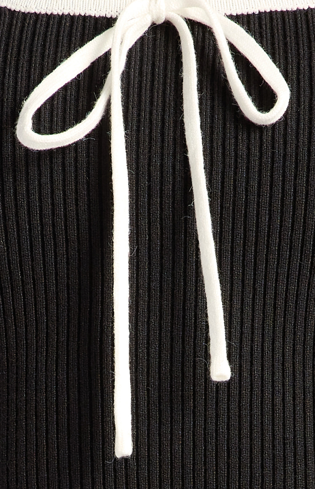 Contrast Tie Knit Top Black