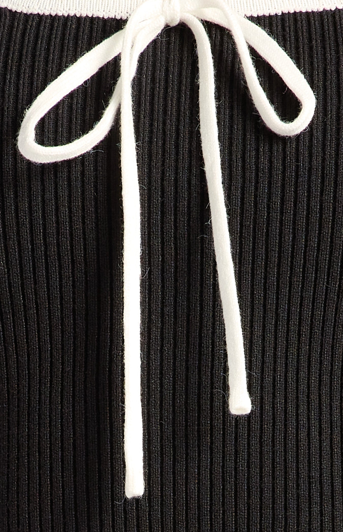 Contrast Tie Knit Top Black