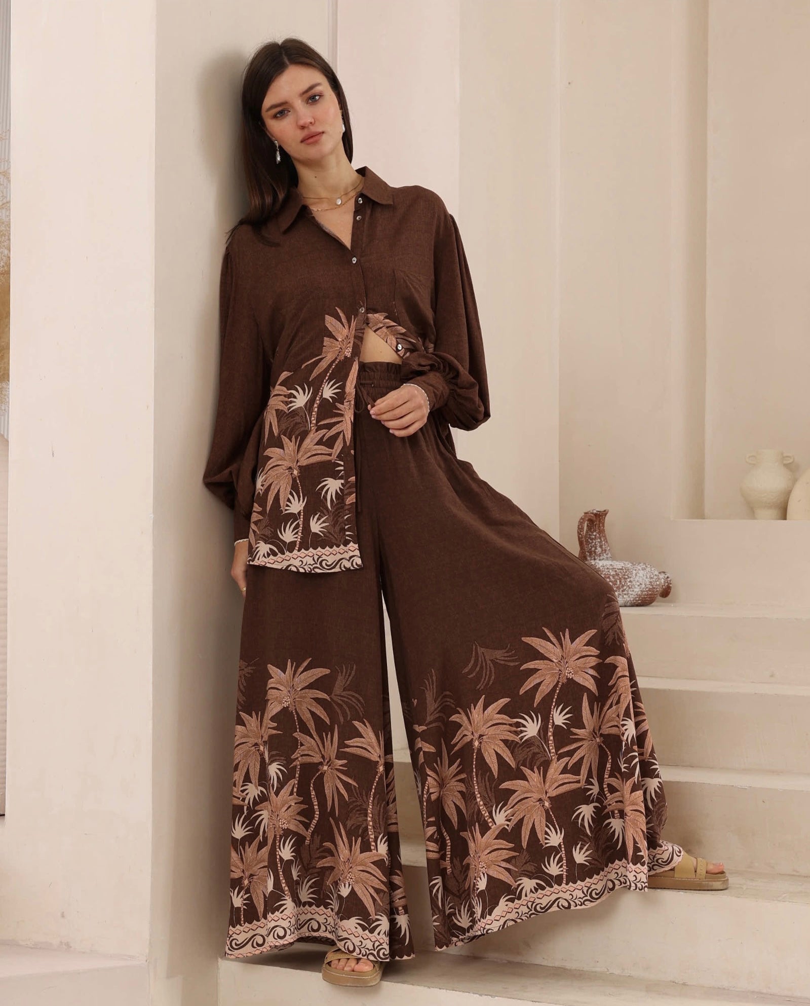 Palm Garden Palazzo Pants