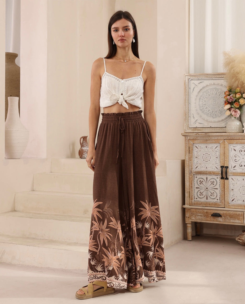 Palm Garden Palazzo Pants
