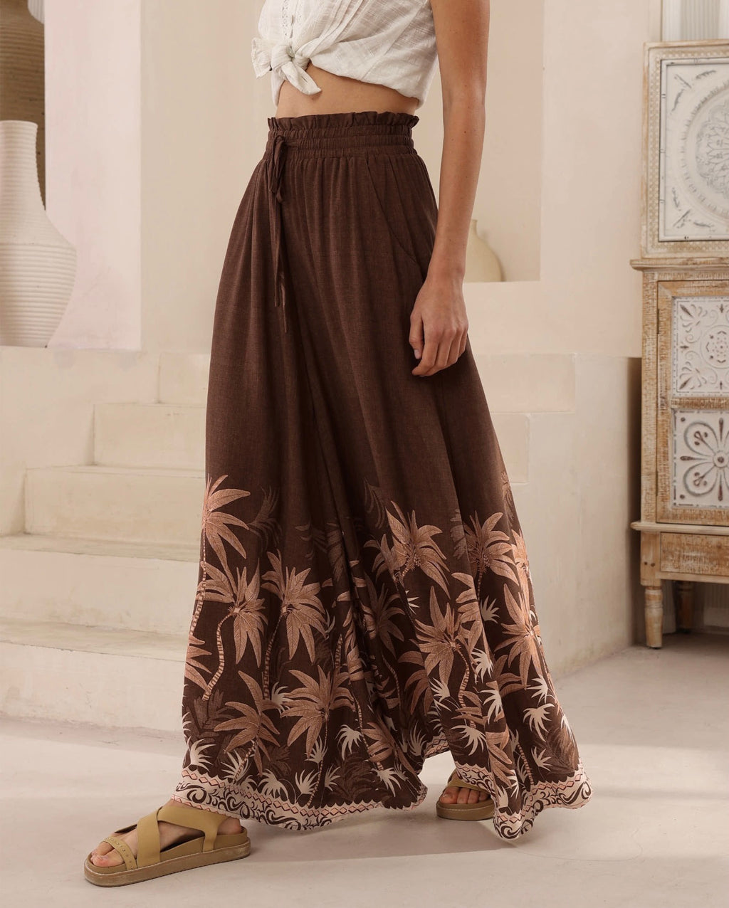 Palm Garden Palazzo Pants