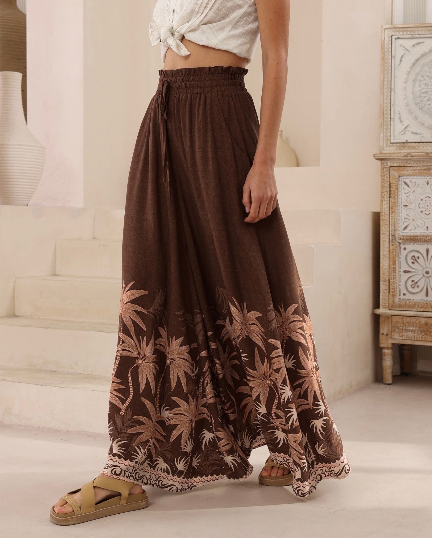 Palm Garden Palazzo Pants