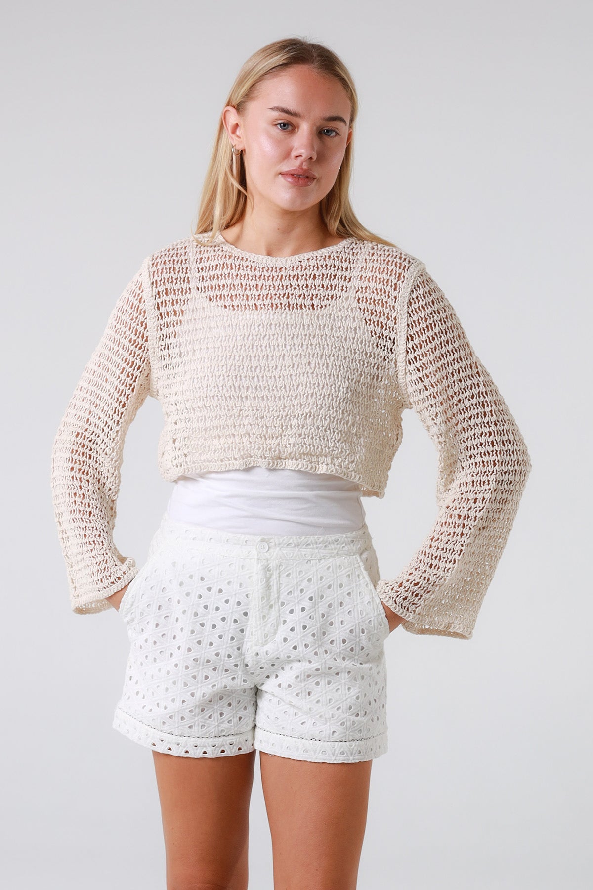 Long Sleeve Crochet Top