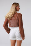 Long Sleeve Crochet Top Brown