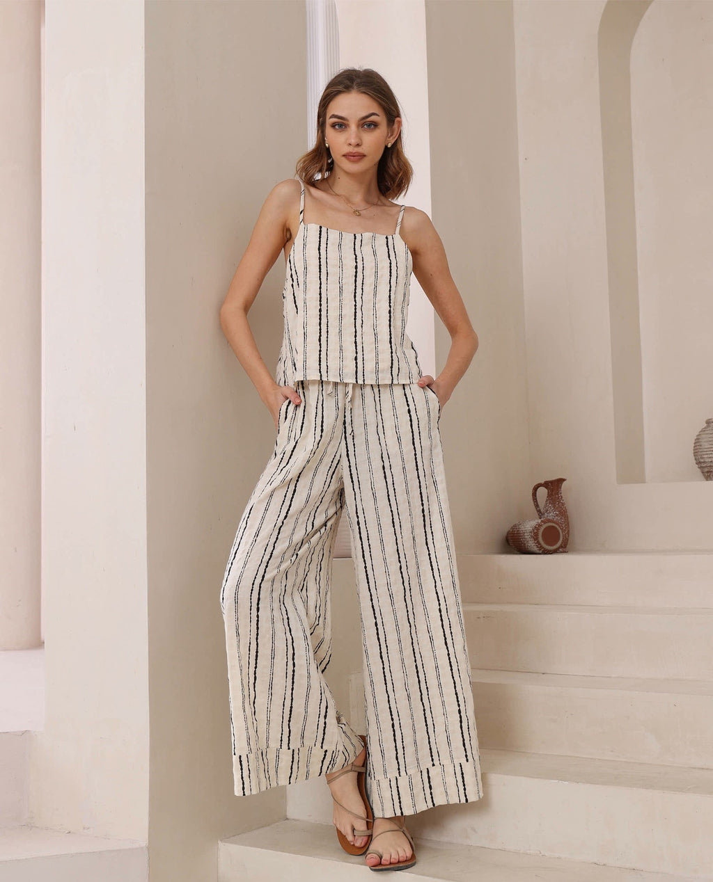 Relaxed Wide Leg Cotton Pants