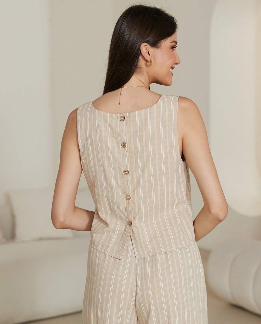 Square Neck Neutral Beige Top