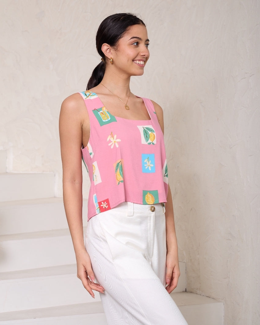 Square Neck Pink Top