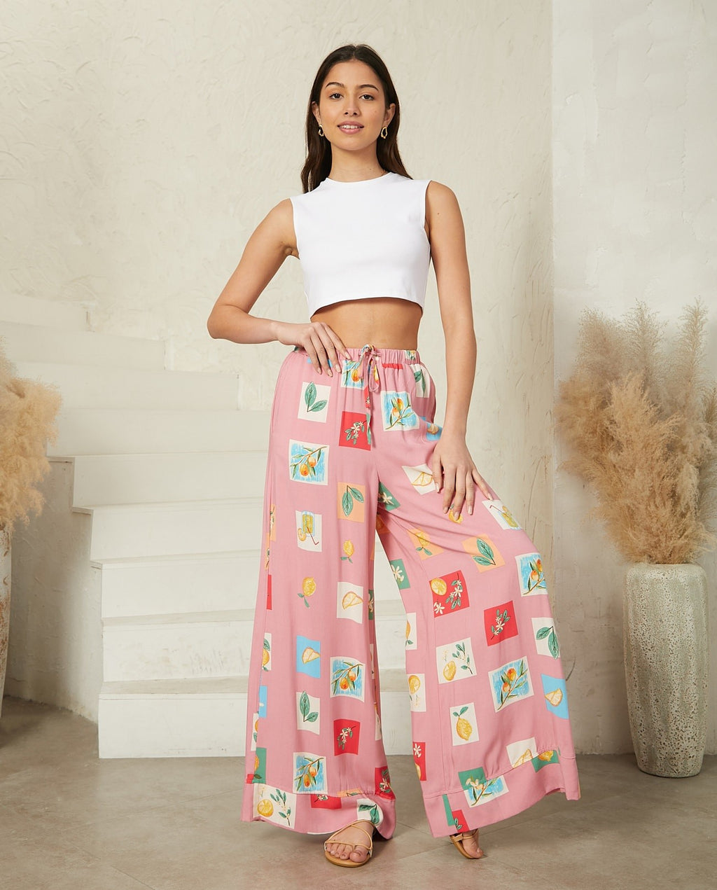 Wide-Leg Pink Pants