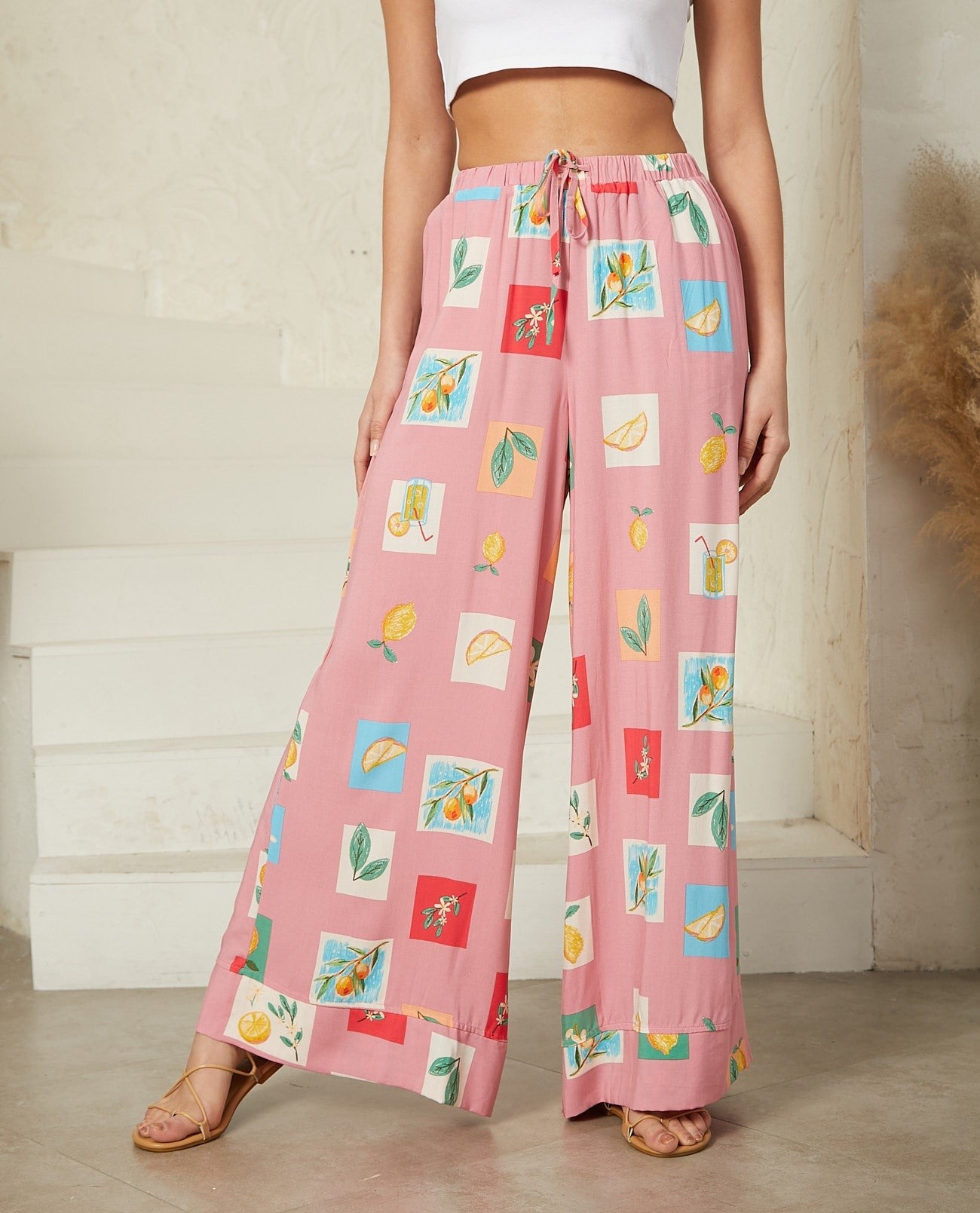 Wide-Leg Pink Pants
