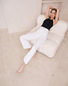 White Denim Contrast Stitch Pants