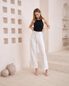 White Denim Contrast Stitch Pants