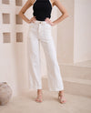 White Denim Contrast Stitch Pants