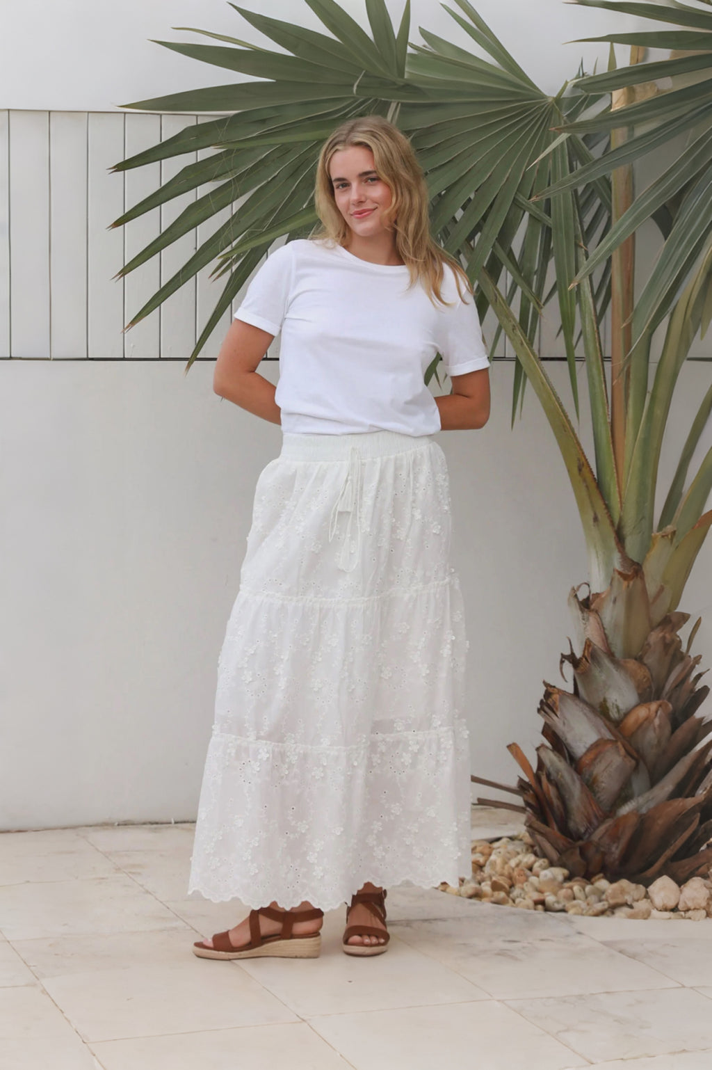 Amelie Broderie Cotton Skirt