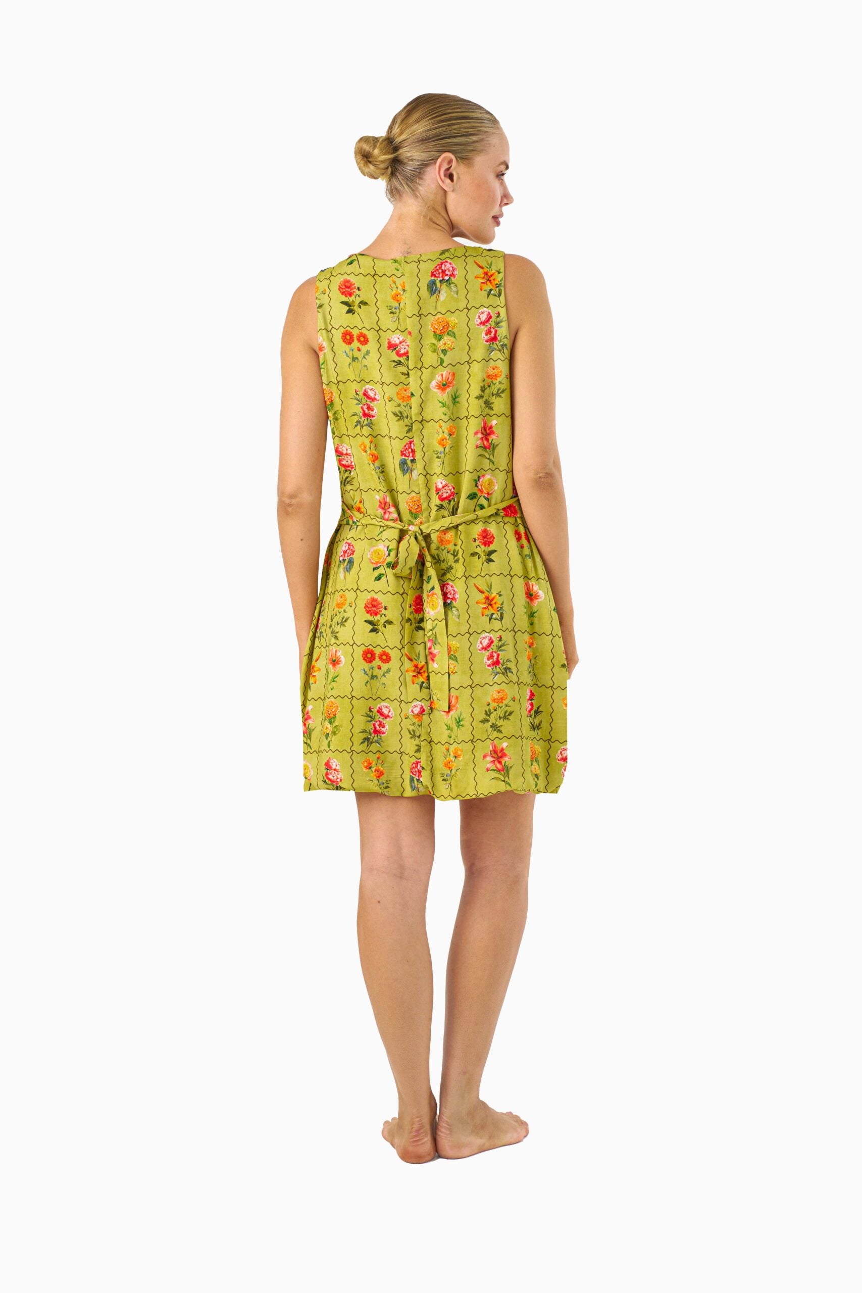 Floral Check Lime Dress